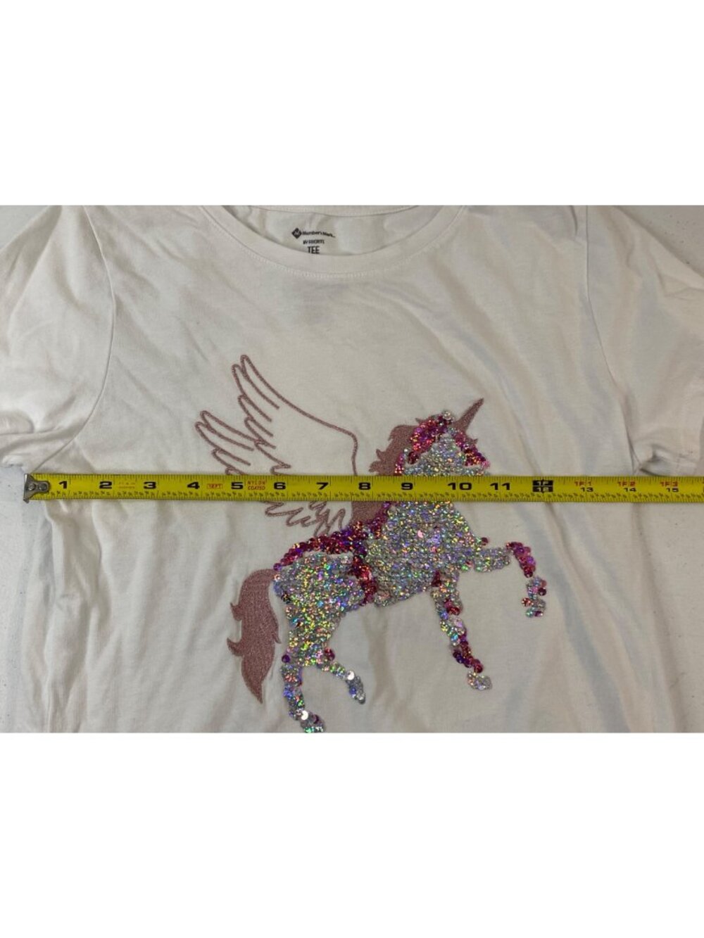 Members Mark Girls White Tee With Sequin Unicorn Design Size 14/16 - Picture 4 of 7